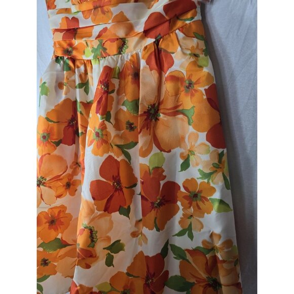 Davids Bridal Short Bright Orange floral Strapless Formal dress- Size 4- NWT - Picture 10 of 12
